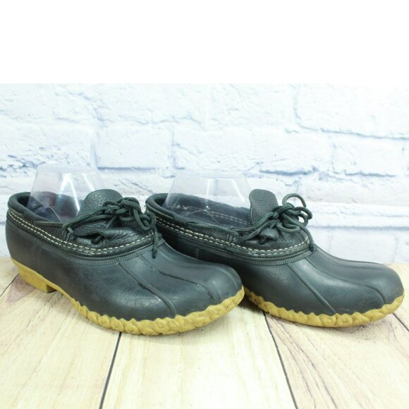 LL Bean Black Rubber Slip On Unlined Moccasin Gumshoes Duck Boots Size 9 M - Picture 3 of 10